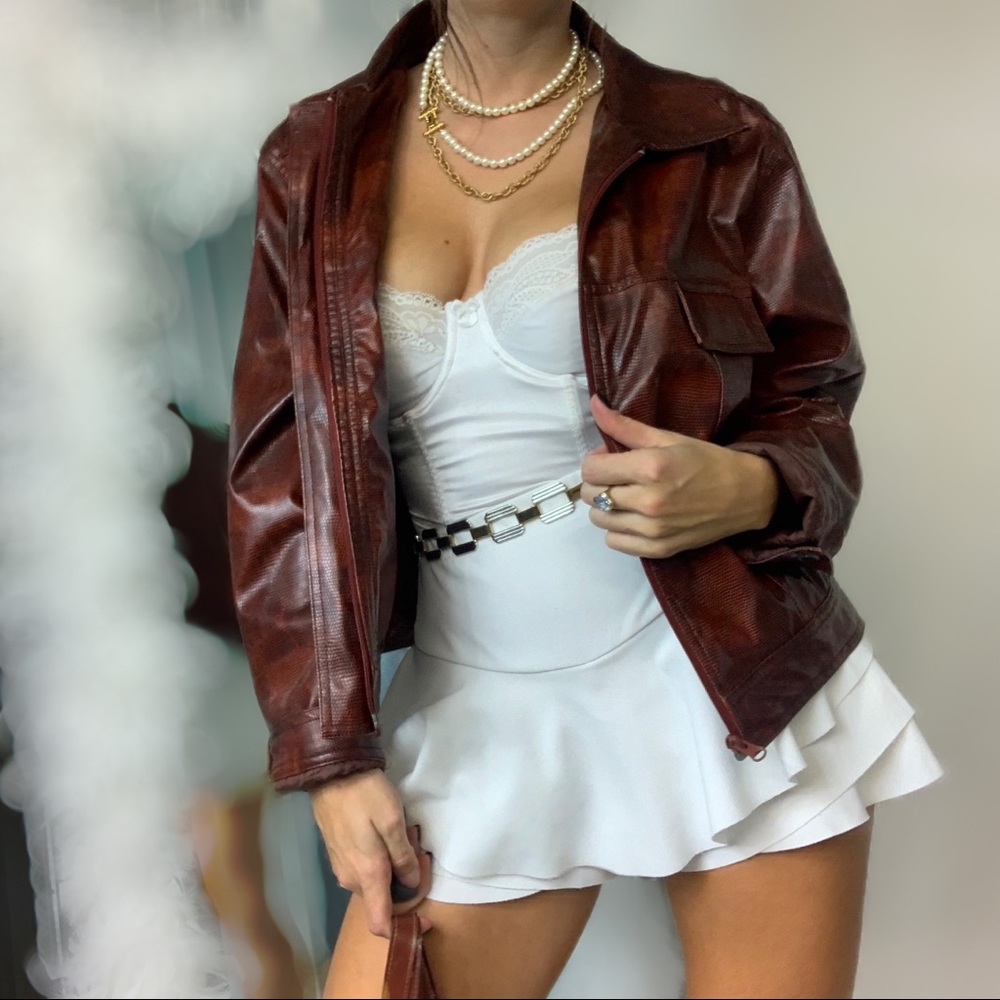 🍁 Faux Leather Jacket - Rich Burgundry/Brown 🍁